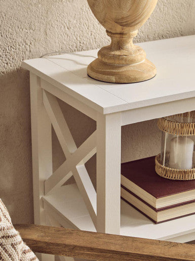 Orsina Heritage Large White Bookcase – 3-Shelf Tall Wooden Display Unit