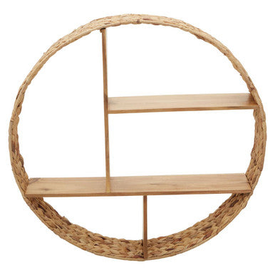 Orsina Arles Water Hyacinth Wall Shelf – Woven Metal Display Storage