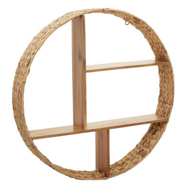 Orsina Arles Water Hyacinth Wall Shelf – Woven Metal Display Storage