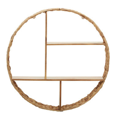 Orsina Arles Water Hyacinth Wall Shelf – Woven Metal Display Storage