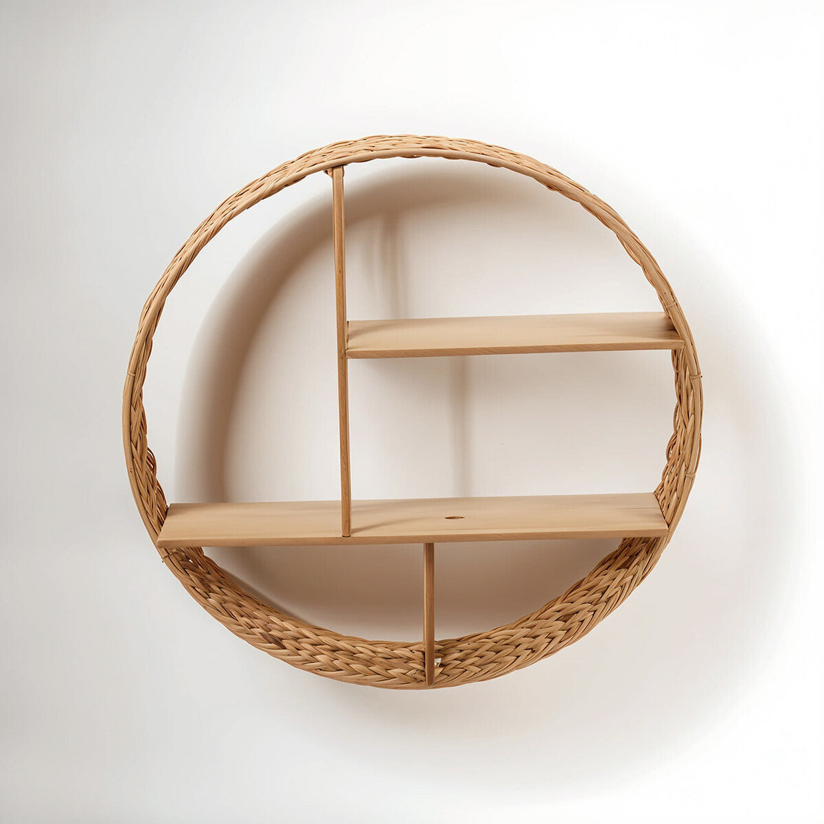 Orsina Arles Water Hyacinth Wall Shelf – Woven Metal Display Storage