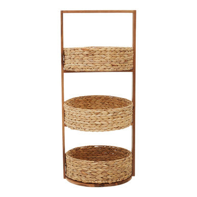 Orsina Arles 3-Tier Water Hyacinth Storage Caddy | Woven Home Organizer