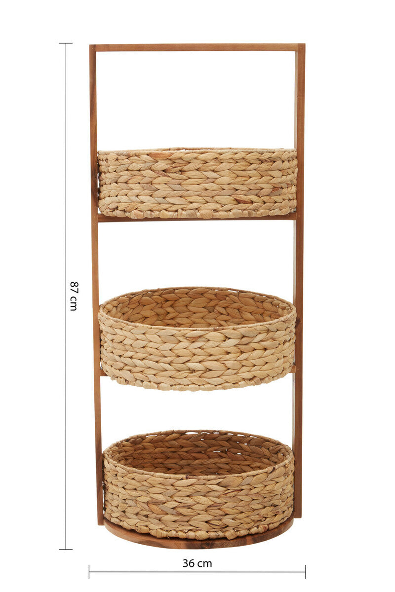 Orsina Arles 3-Tier Water Hyacinth Storage Caddy | Woven Home Organizer