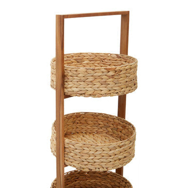 Orsina Arles 3-Tier Water Hyacinth Storage Caddy | Woven Home Organizer