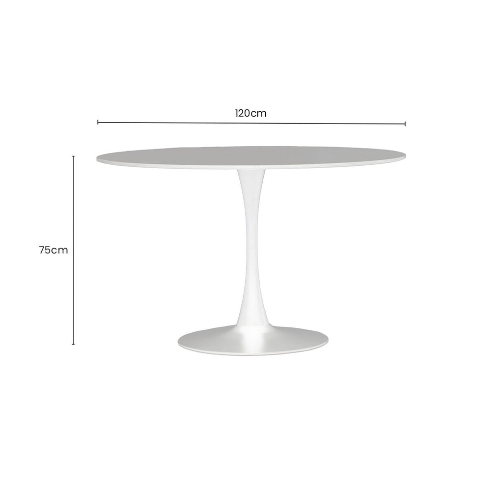 Orsina Laila Round Dining Table – Large White Wood Top Tulip Table