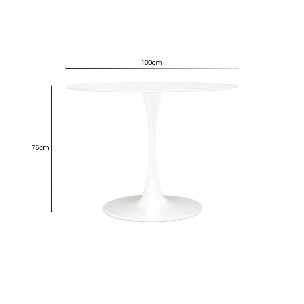 Orsina Laila Round Dining Table – White Small Pedestal Kitchen Table