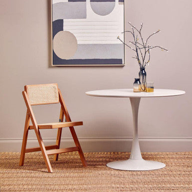 Orsina Laila Round Dining Table – White Small Pedestal Kitchen Table