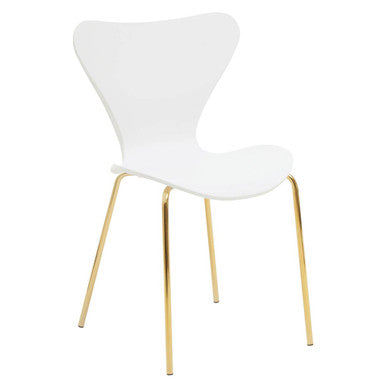 Orsina Laila Dining Chair | White Contoured Seat with Gold Legs