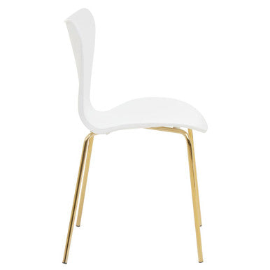 Orsina Laila Dining Chair | White Contoured Seat with Gold Legs
