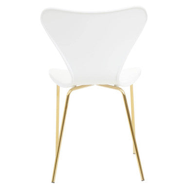 Orsina Laila Dining Chair | White Contoured Seat with Gold Legs
