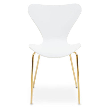 Orsina Laila Dining Chair | White Contoured Seat with Gold Legs
