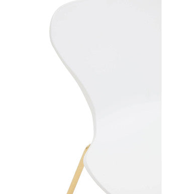 Orsina Laila Dining Chair | White Contoured Seat with Gold Legs