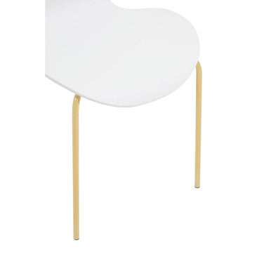 Orsina Laila Dining Chair | White Contoured Seat with Gold Legs
