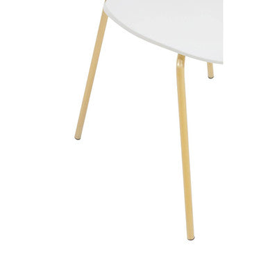 Orsina Laila Dining Chair | White Contoured Seat with Gold Legs