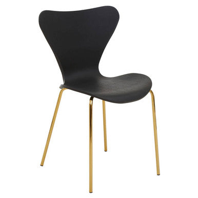 Orsina Laila Dining Chair – Ergonomic Black Seat with Gold Chrome Legs