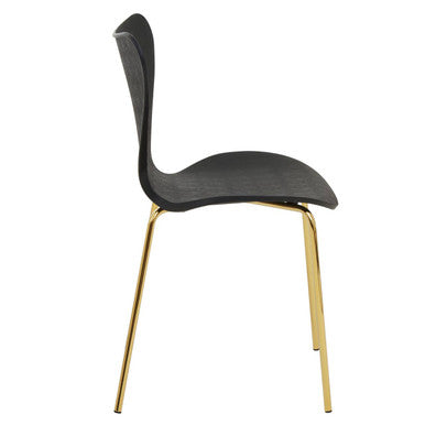 Orsina Laila Dining Chair – Ergonomic Black Seat with Gold Chrome Legs