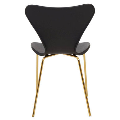 Orsina Laila Dining Chair – Ergonomic Black Seat with Gold Chrome Legs