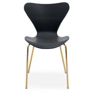 Orsina Laila Dining Chair – Ergonomic Black Seat with Gold Chrome Legs