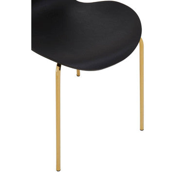 Orsina Laila Dining Chair – Ergonomic Black Seat with Gold Chrome Legs