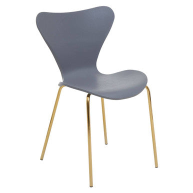 Orsina Laila Dining Chair – Grey Contoured Seat with Gold Chrome Legs
