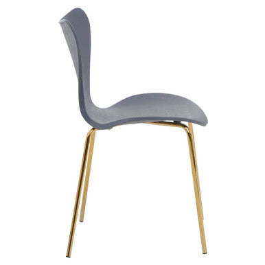 Orsina Laila Dining Chair – Grey Contoured Seat with Gold Chrome Legs
