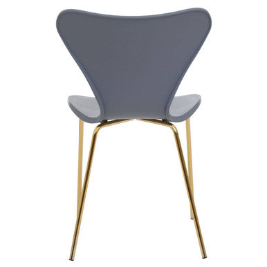 Orsina Laila Dining Chair – Grey Contoured Seat with Gold Chrome Legs
