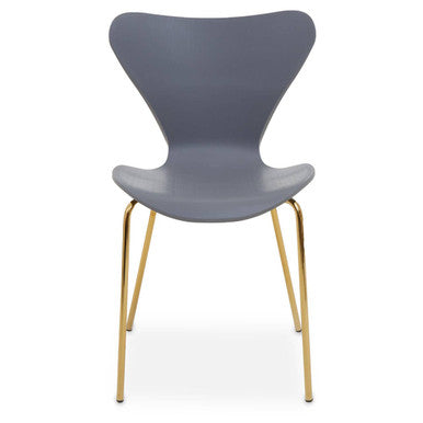 Orsina Laila Dining Chair – Grey Contoured Seat with Gold Chrome Legs