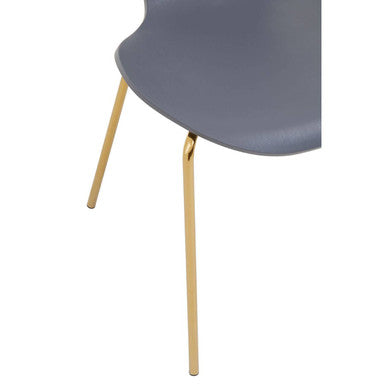 Orsina Laila Dining Chair – Grey Contoured Seat with Gold Chrome Legs