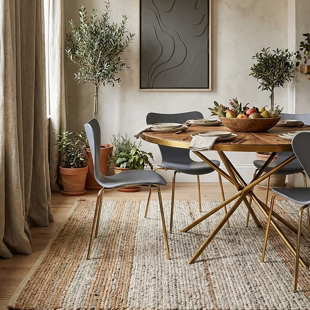 Orsina Laila Dining Chair – Grey Contoured Seat with Gold Chrome Legs