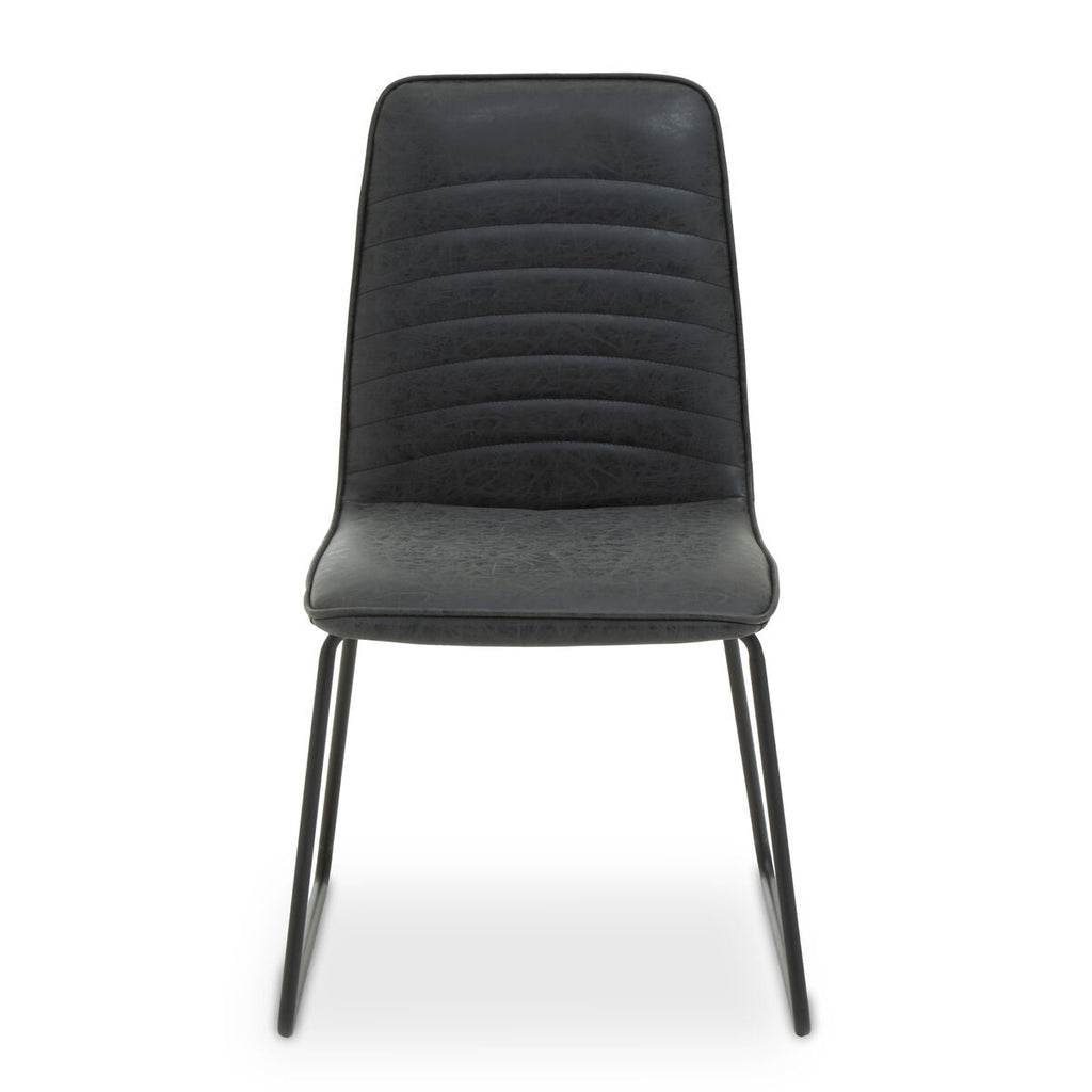 Orsina New Foundry Black Leather Effect Armless Industrial Accent Chair