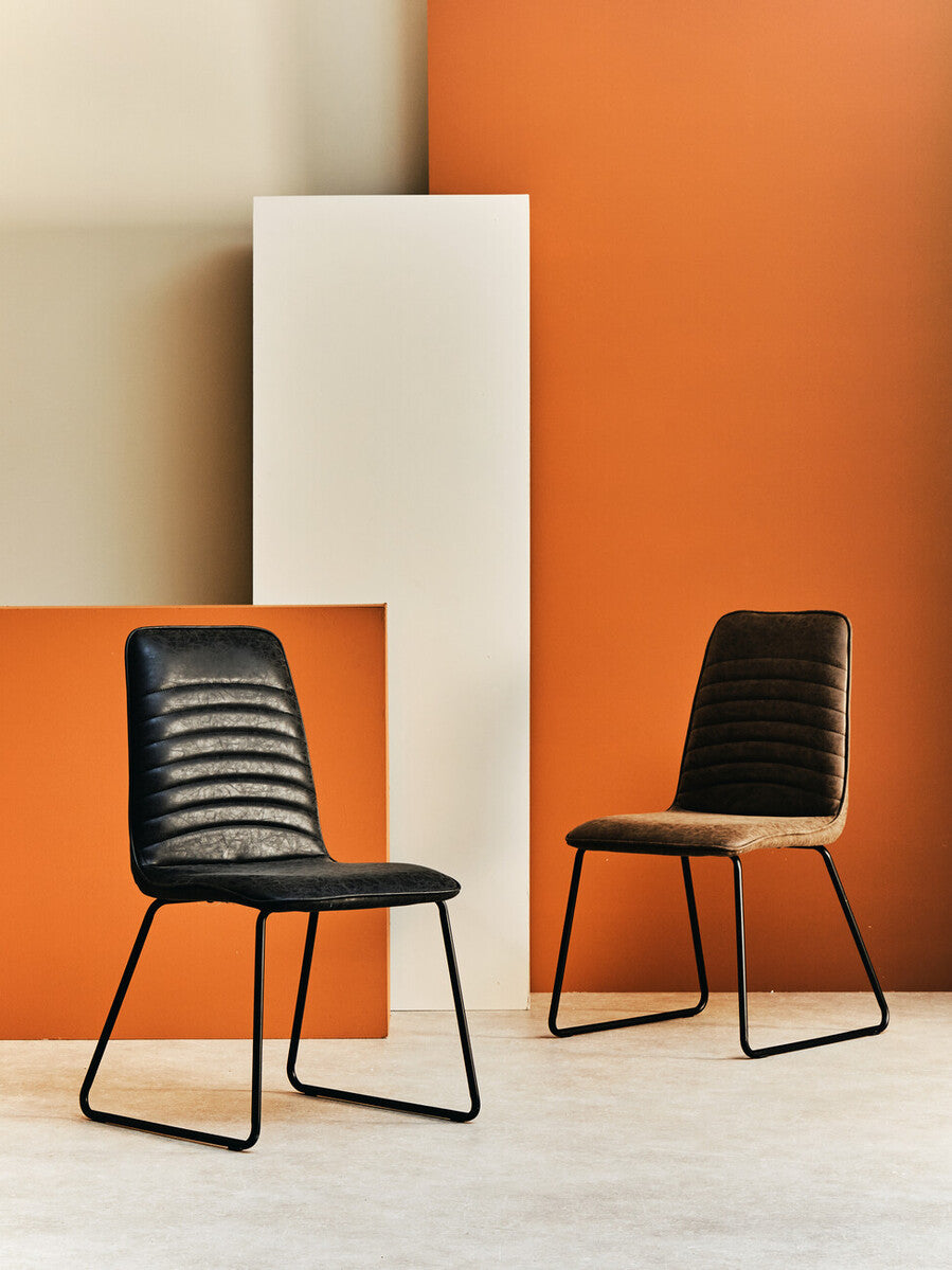 Orsina New Foundry Black Leather Effect Armless Industrial Accent Chair