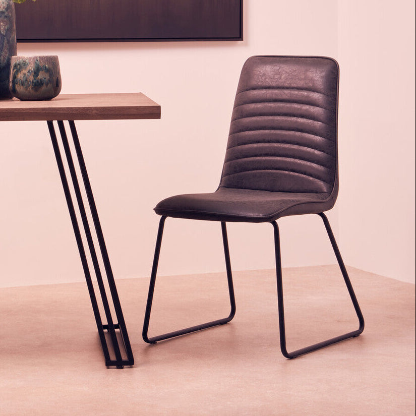 Orsina New Foundry Black Leather Effect Armless Industrial Accent Chair