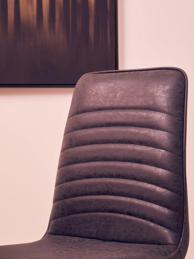 Orsina New Foundry Black Leather Effect Armless Industrial Accent Chair