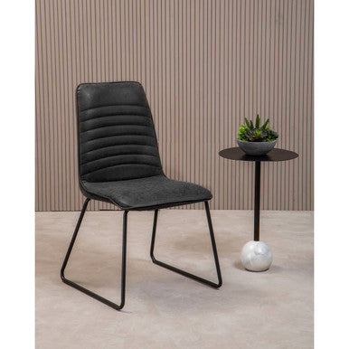 Orsina New Foundry Black Leather Effect Armless Industrial Accent Chair