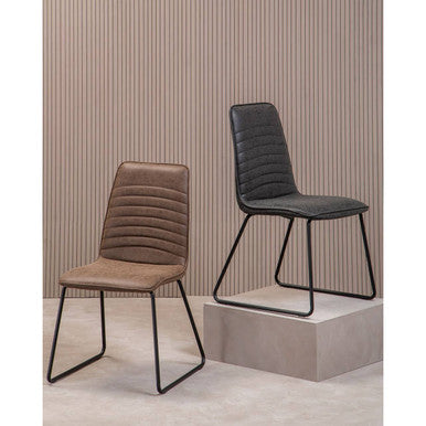 Orsina New Foundry Black Leather Effect Armless Industrial Accent Chair