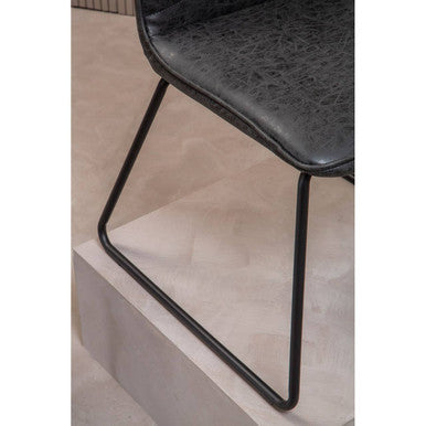 Orsina New Foundry Black Leather Effect Armless Industrial Accent Chair