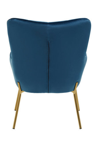 Orsina Stockholm Blue Velvet Accent Chair – Tufted Back with Gold Legs