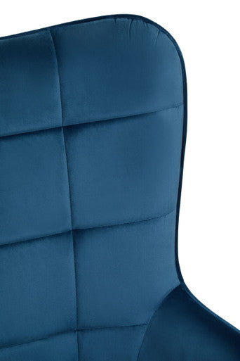 Orsina Stockholm Blue Velvet Accent Chair – Tufted Back with Gold Legs