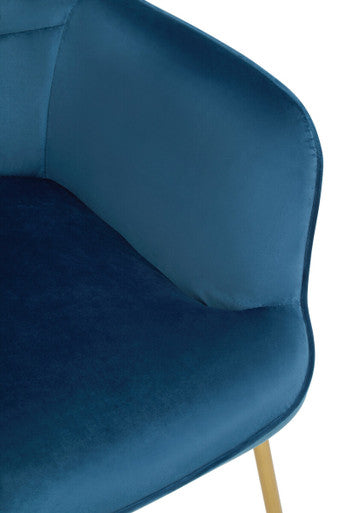 Orsina Stockholm Blue Velvet Accent Chair – Tufted Back with Gold Legs