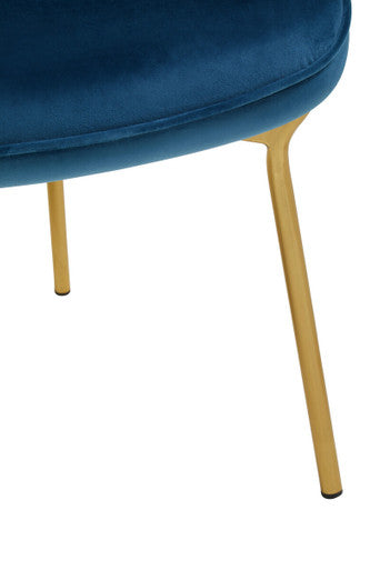 Orsina Stockholm Blue Velvet Accent Chair – Tufted Back with Gold Legs