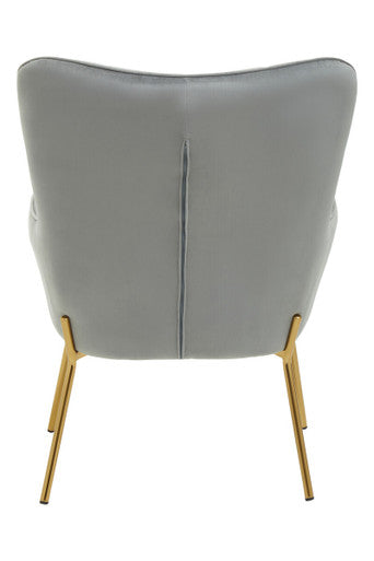 Orsina Stockholm Grey Velvet Accent Chair – Tufted with Gold Legs