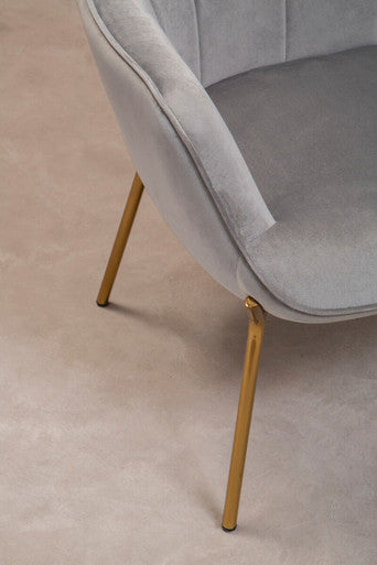 Orsina Stockholm Grey Velvet Accent Chair – Tufted with Gold Legs
