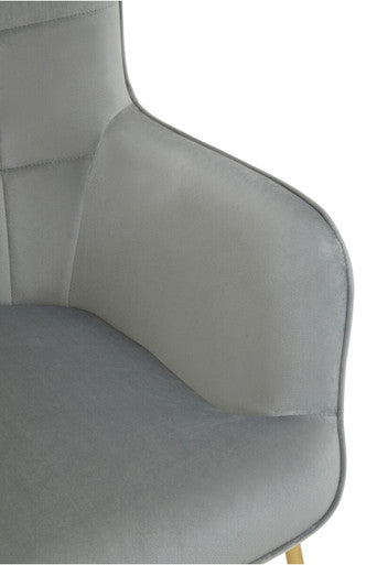 Orsina Stockholm Grey Velvet Accent Chair – Tufted with Gold Legs