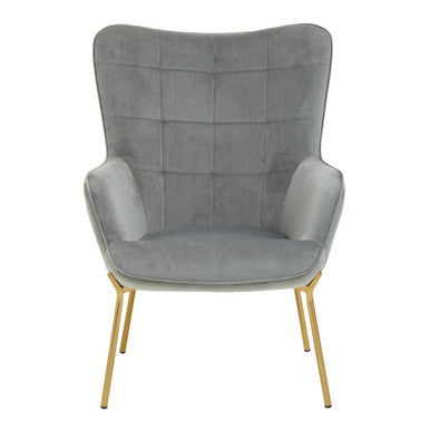 Orsina Stockholm Grey Velvet Accent Chair – Tufted with Gold Legs