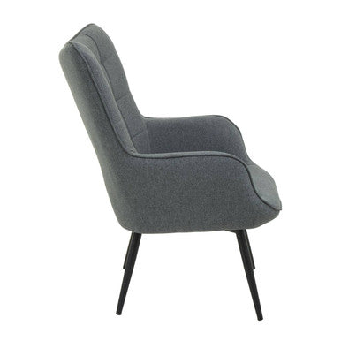 Orsina Stockholm Grey Fabric Armchair – Modern Tufted Accent Chair
