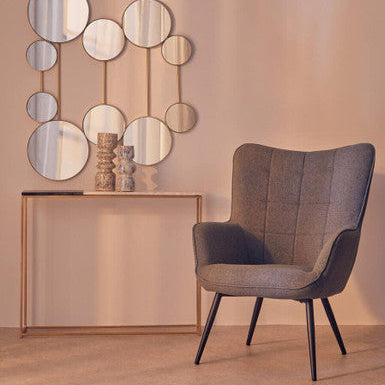 Orsina Stockholm Grey Fabric Armchair – Modern Tufted Accent Chair