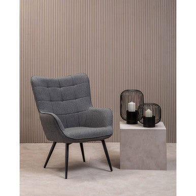 Orsina Stockholm Grey Fabric Armchair – Modern Tufted Accent Chair