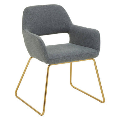 Orsina Stockholm Grey and Gold Dining Chair | Modern Sculpted Seating
