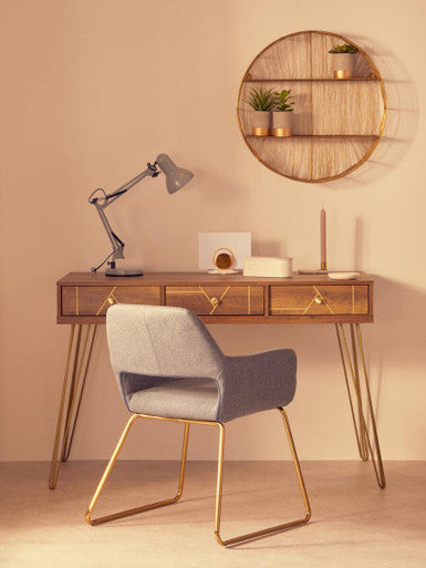 Orsina Stockholm Grey and Gold Dining Chair | Modern Sculpted Seating