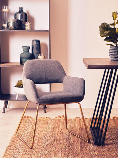 Orsina Stockholm Grey and Gold Dining Chair | Modern Sculpted Seating